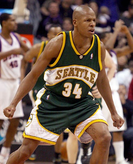 Camiseta Historic Seattle SuperSonics Ray Allen #34 Verde
